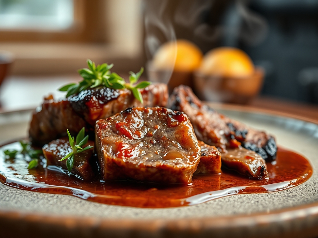 Freshly prepared beef recipes with sauce