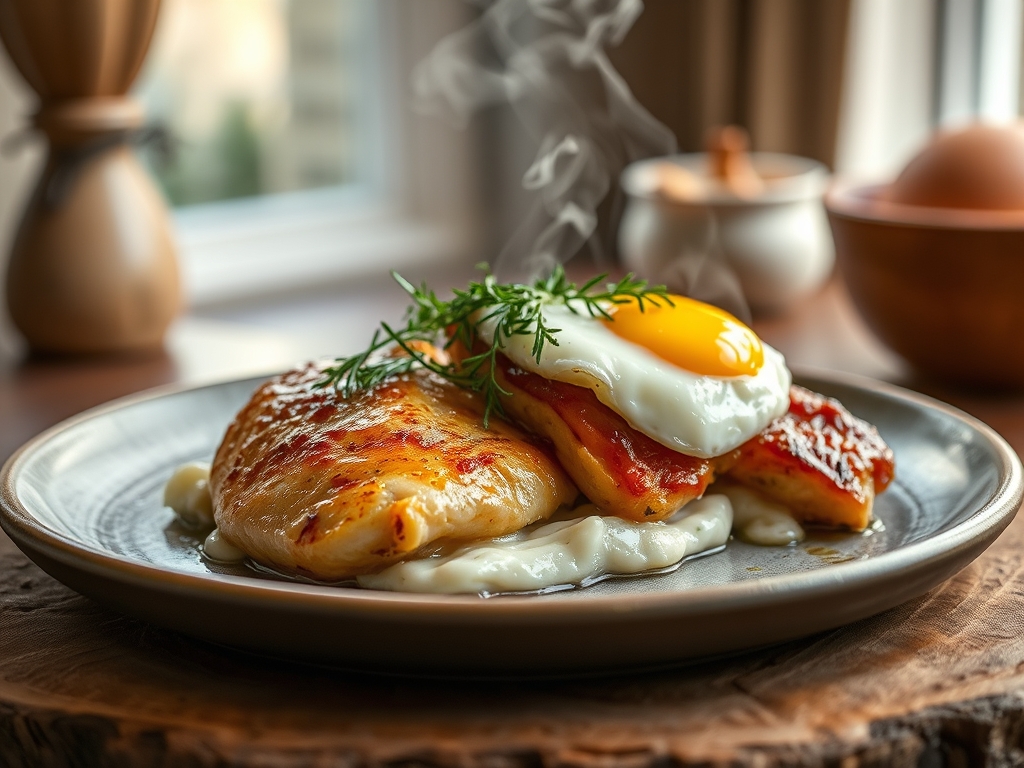 Freshly prepared chicken recipes with egg