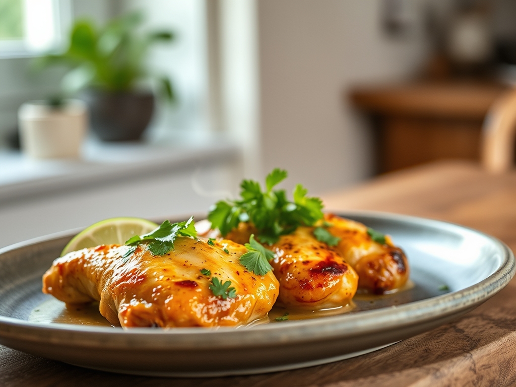 Freshly prepared chicken recipes with lime and cilantro