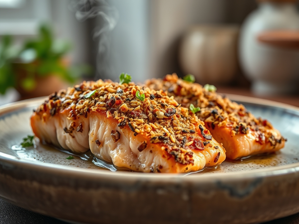 Freshly prepared crusted salmon recipes baked