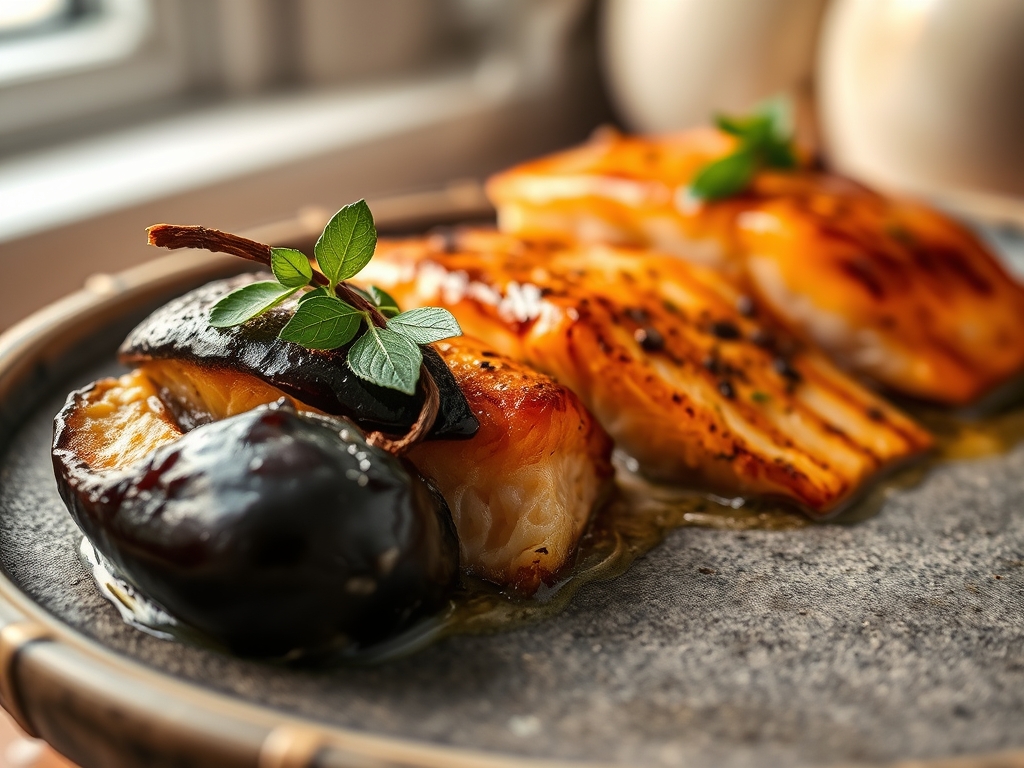 Freshly prepared eggplant and salmon recipes
