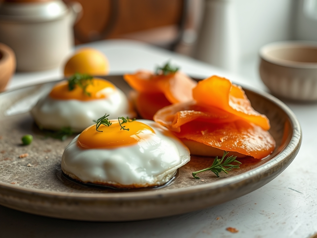 Freshly prepared eggs and smoked salmon recipes