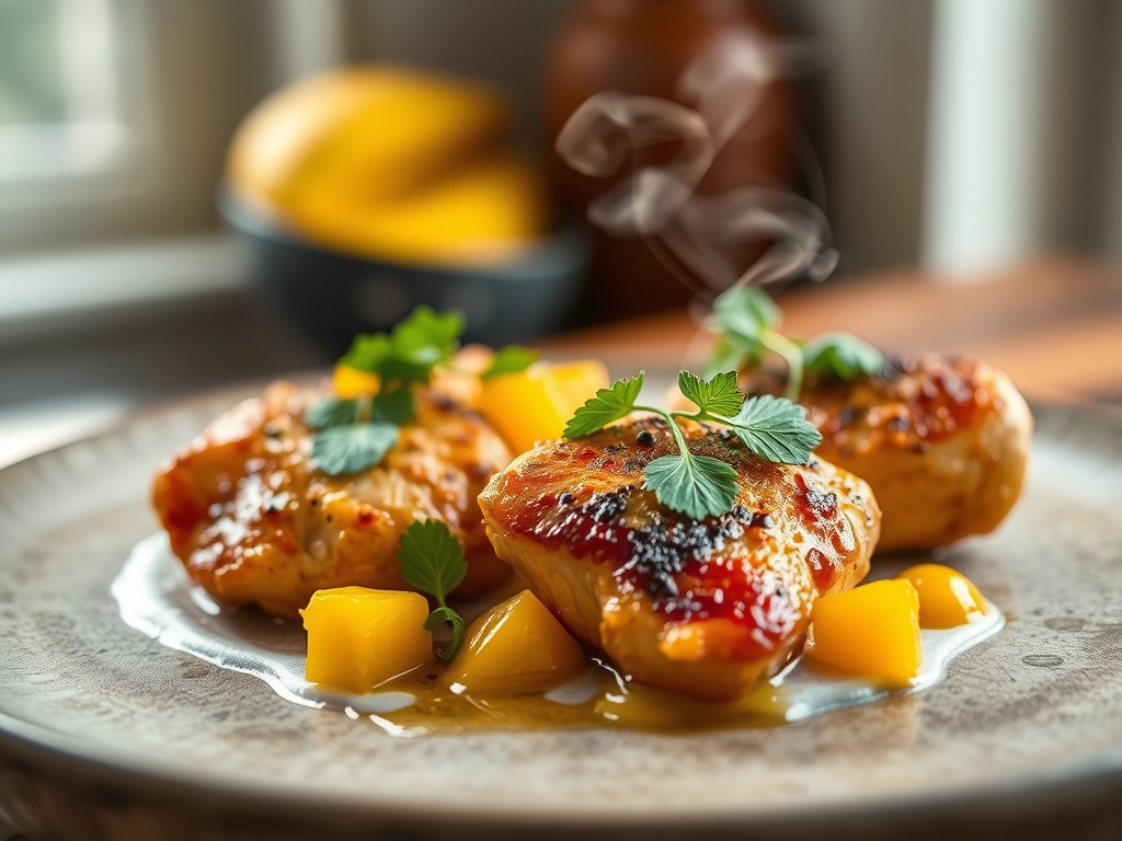 Freshly prepared mango and chicken recipes