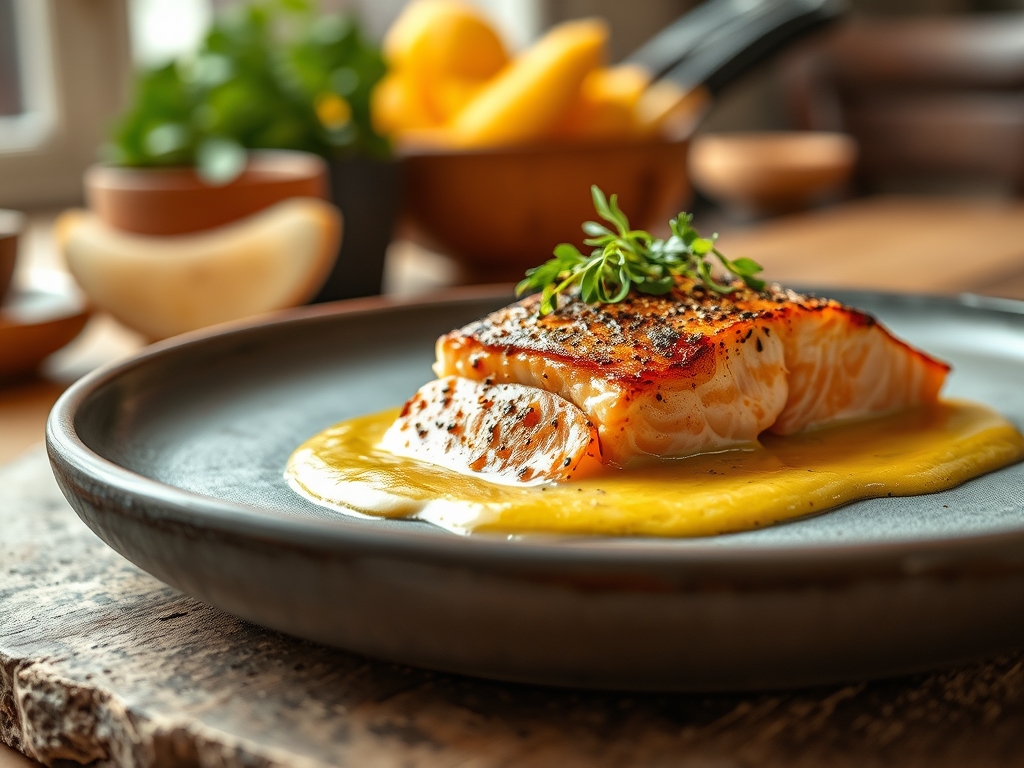 Freshly prepared salmon recipes mustard sauce
