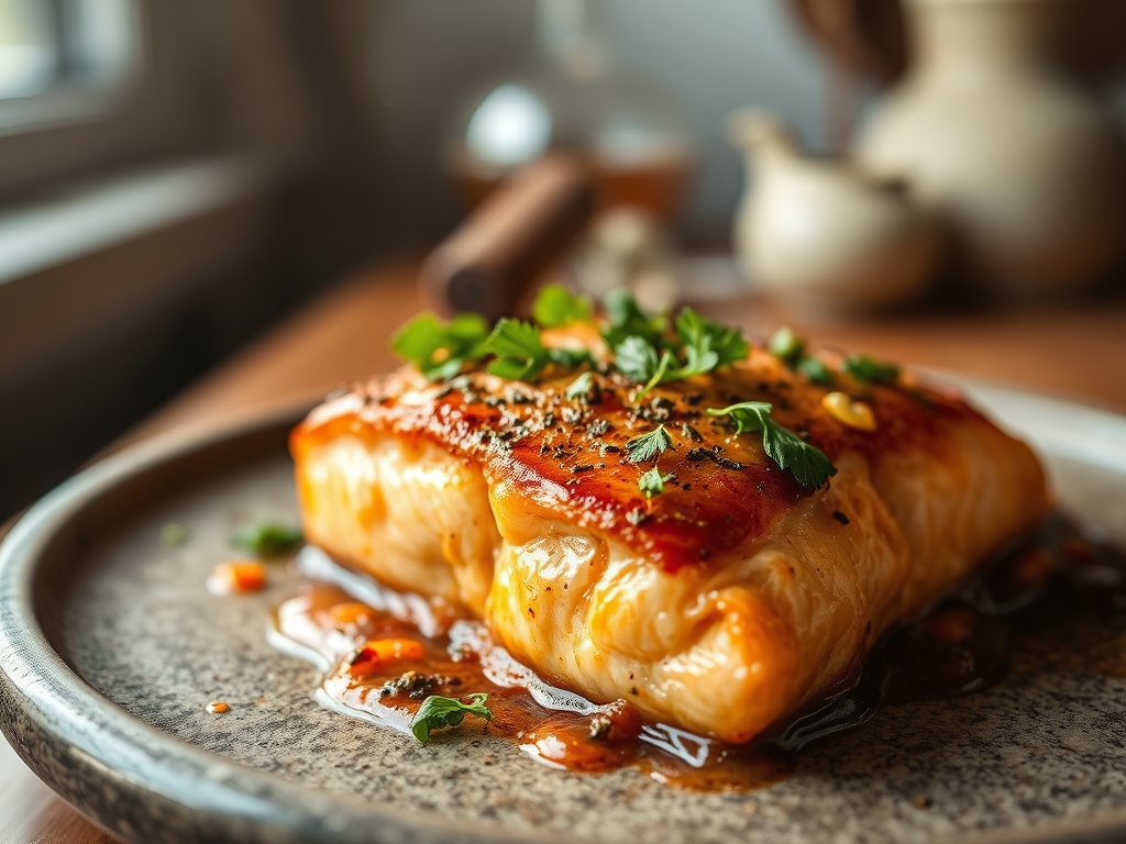 Freshly prepared spicy salmon recipes baked