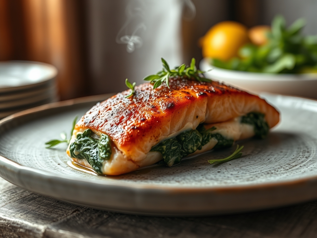 Freshly prepared spinach stuffed salmon recipes